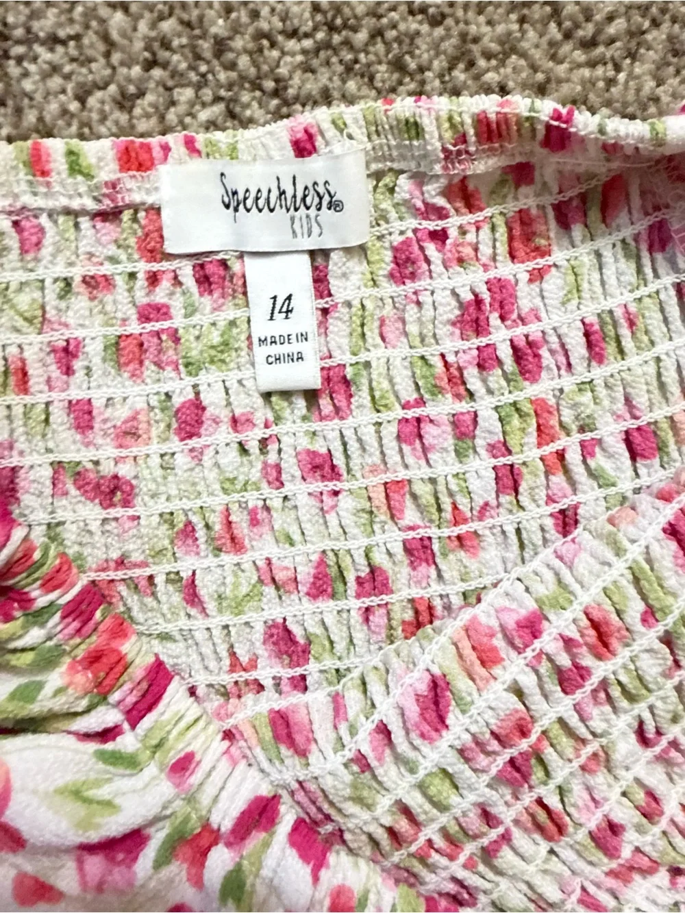 Speechless Girls White Pink Green Smocked Sweater